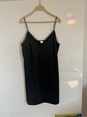 H&M Black Lace-Trim Slip Dress